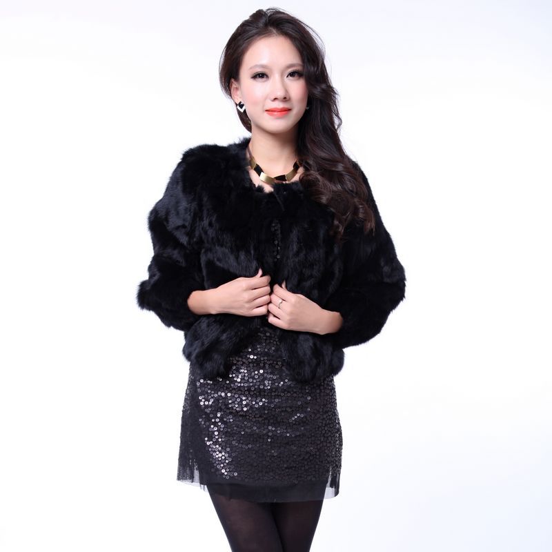 Free shipping. 2012 fur rabbit fur coat short design long-sleeve slim genuine leather cape