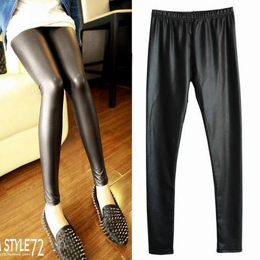 FREE SHIPPING 2012 ! gentlewomen metal luster bling faux leather slim legging