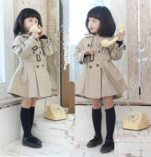 Free Shipping 2012 girls clothing autumn child trench overcoat outerwear top V1345