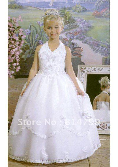 Free Shipping 2012 Halter Flower Girl Dress Custom size/color G56