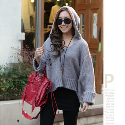 Free Shipping 2012 handmade personality with a hood sweater irregular sweep top 42010 MY