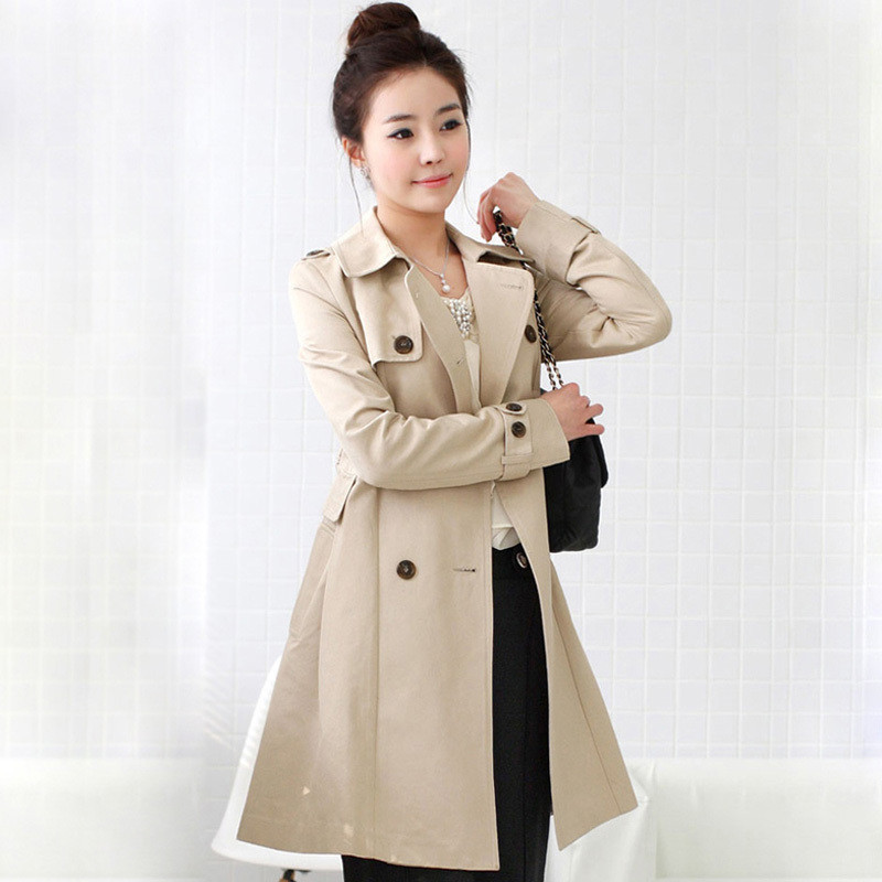*Free shipping!2012 High quality autumn women's trench slim medium-long double breasted overcoat