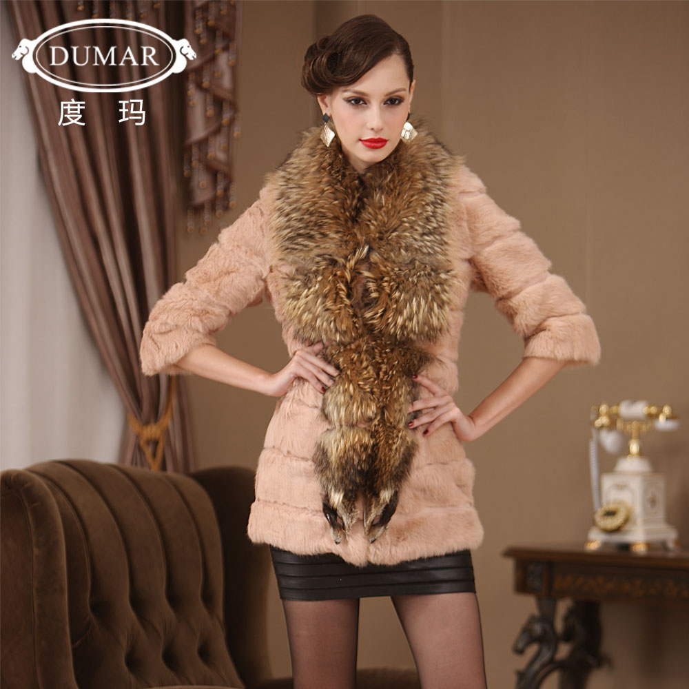 free shipping 2012 high quality rabbit fur female ultralarge raccoon fur coat pc0694