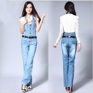Free Shipping 2012 Hitz was thin leisure trousers Siamese pants even underwear jeans overalls-G214
