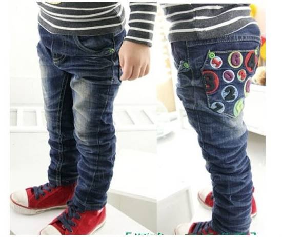Free shipping 2012 hot latest new children pants / lovely cartoon digital embroidery baby boys girls/kids jeans trousers