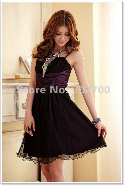 Free Shipping 2012 Hot Plus Size Off-Shoulder  Sweet dream Mini wave edge double mesh sling Dress  CH3405 Holiday Sale