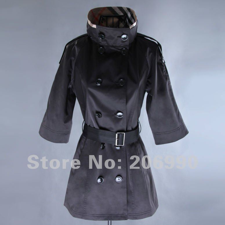 Free shipping 2012 hot sale Classic double-breasted , turtleneck Fashion Women's Trench Coat Wholesale Retail W147058