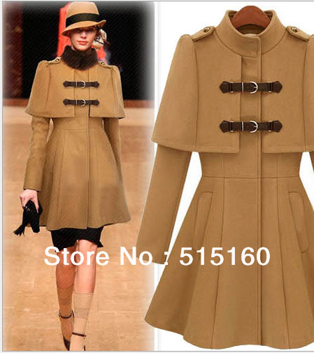 free shipping 2012 hot sale fashion Europe and America auntumn winter lady trench, Slim leather button woman winter coat