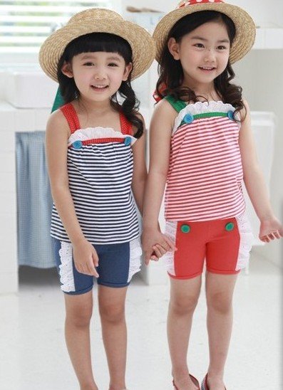 Free shipping 2012 hot sale Lotus leaf lace stripe Children Baby Girls Tank Top vest kids cotton camisole s387