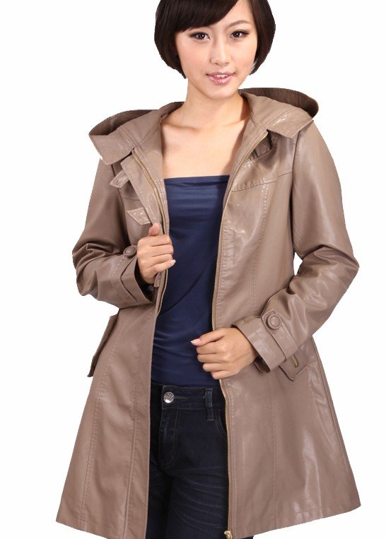 Free shipping 2012 hot sale women High-grade sheep leather plus size leather jacket dust coat