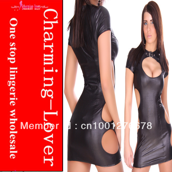 Free shipping 2012 HOt sell fashion dress for lady women casual mini dress white black leather mini skirt dress wholesale  10004