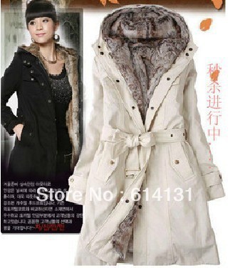 Free shipping 2012 hot sell ! New style  Faux fur lining women's winter warm long fur coat jacket.5 size,color:white