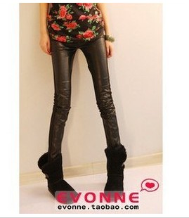 free shipping 2012 hot-selling faux leather knitted cotton legging fashion all-match mix match patchwork