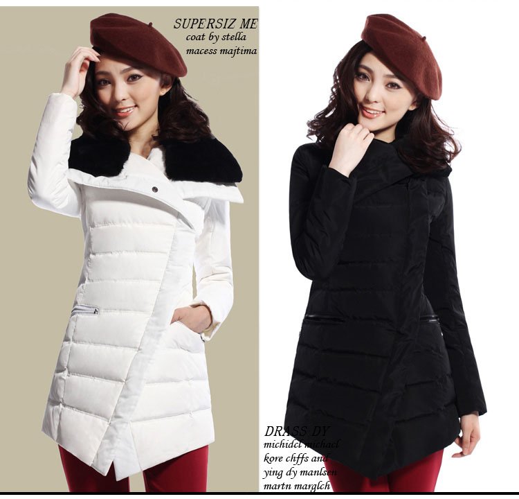Free shipping 2012 hot-selling ultra large luxurious fur collar slim women medium-long down coat,real fur down jacket 3 color