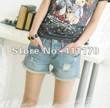 Free shipping 2012 Hotsale Summer Women Short Jeans,Low hole Fashion,687