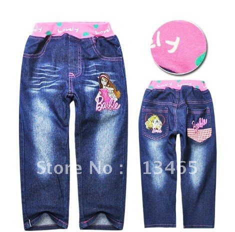 Free shipping 2012 kids fashion  jeans ,Children's jeans trousers girl pants ,girl's jeans ,girl's cartoon pants