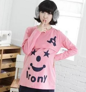 Free shipping 2012 Korea maternity clothing smiley nursing loading nursing t-shirt sweatshirt