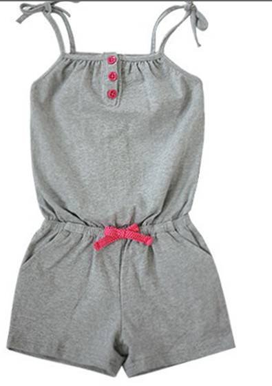Free Shipping ! 2012 Korean version of the halter top + shorts suit , Children jumpsuit   , gray , 90-130