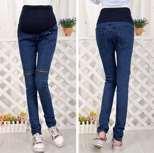 free shipping 2012 Korean version supporting abdomen of pregnant women casual denim trousers