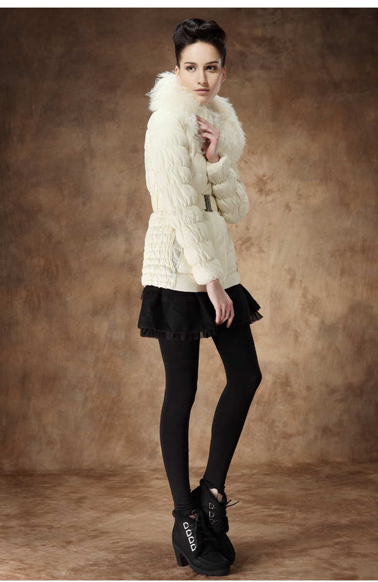 Free shipping 2012 ladies' genuine fur leather coat discount winter down coat women's short coat wool slim 18