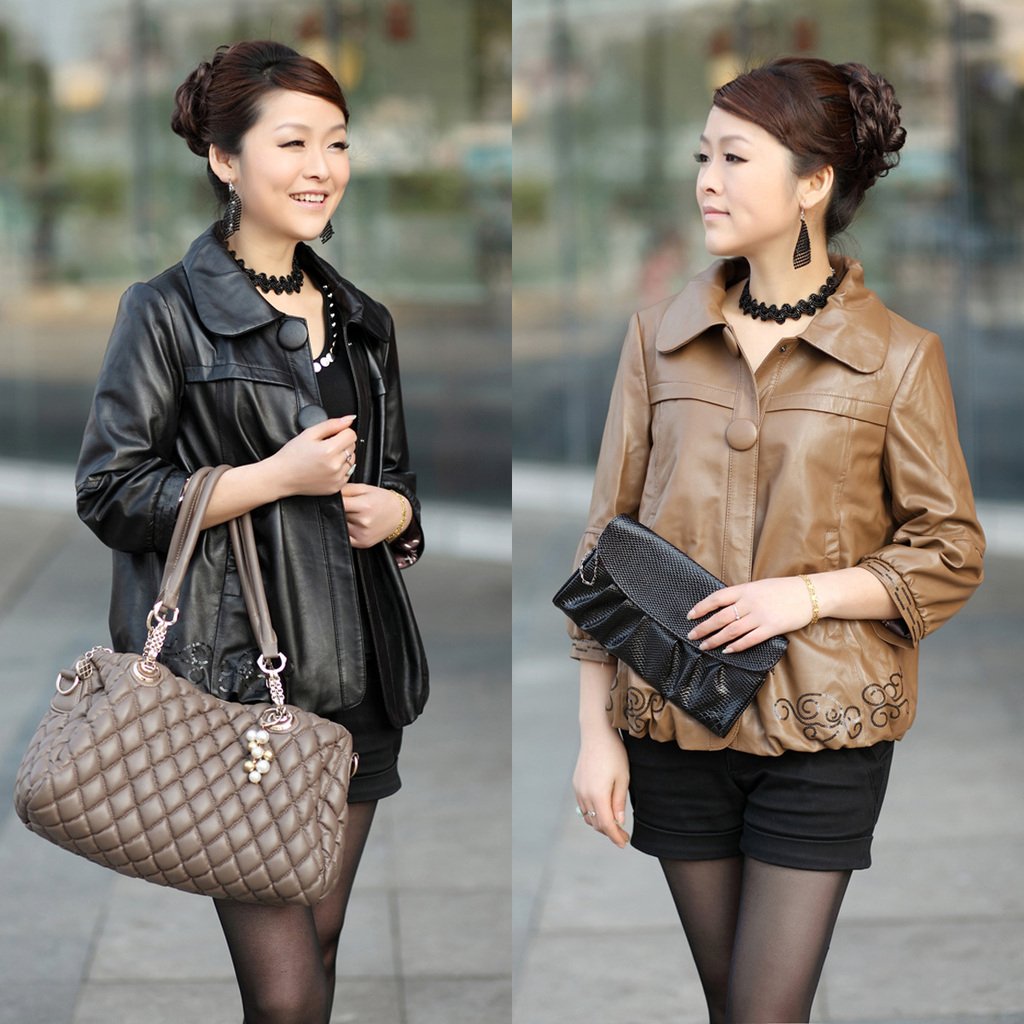 Free Shipping! 2012 leather clothing sheepskin Women genuine leather clothing autumn three quarter sleeve women's outerwear