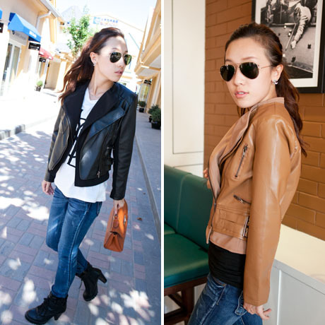 free shipping 2012 Leather PU outerwear coat jacket fashion motorcycle short formal slim women clothing A911#593