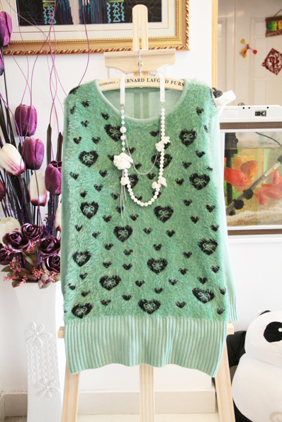 Free  shipping, 2012 long feather love bow sweet basic sweater female