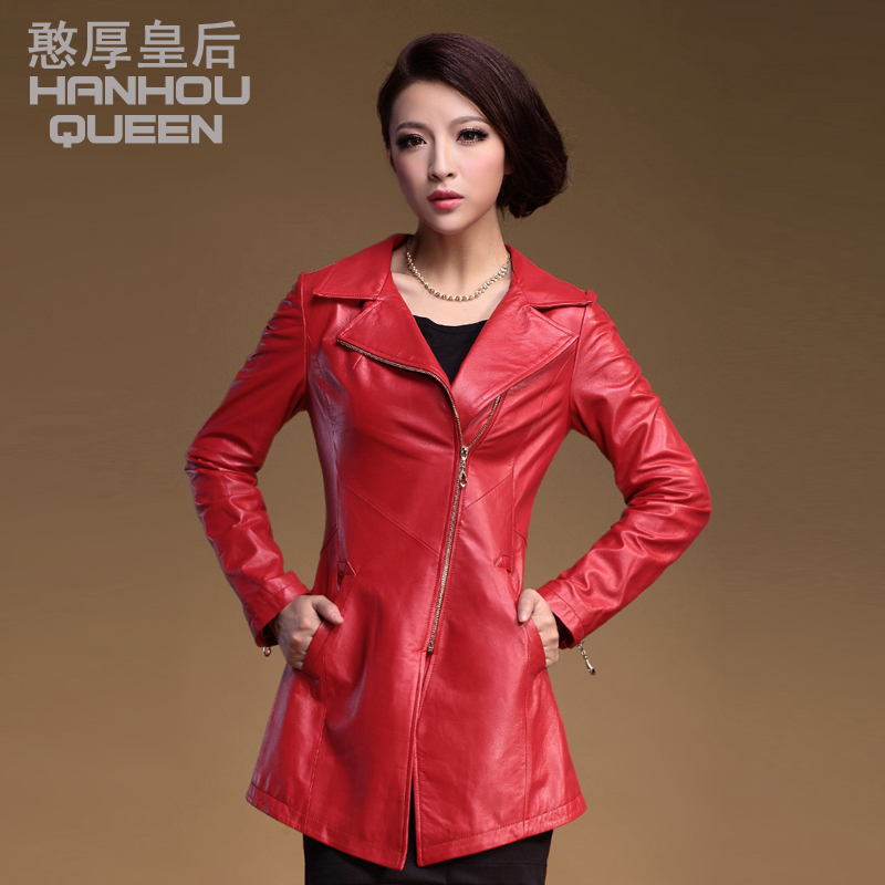 free shipping  2012 medium-long slim sheepskin leather clothing female genuine leather outerwear