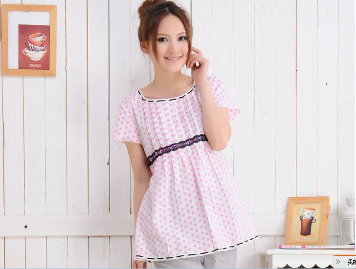 Free shipping.2012.Mother house. Maternity summer. Pure cotton. Short sleeve fashionable pregnant women coat. T-shirt.