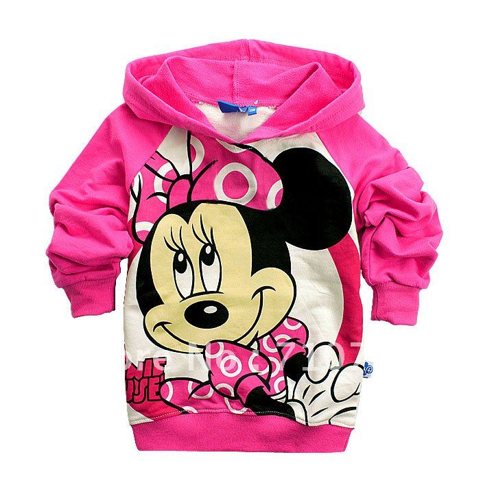 Free shipping, 2012 New,6pcs/lot, Pink Minnie mouse children sweater(95-140),boy's girl's top shirts Hooded Sweater hoodie