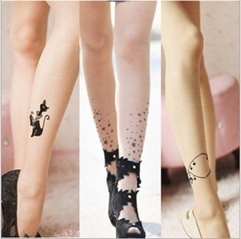 Free Shipping, 2012 New Arrival Anklet Tattoo Stocking, Tight Panty Hose,3 designs,wholesale factory price,6pcs/lot