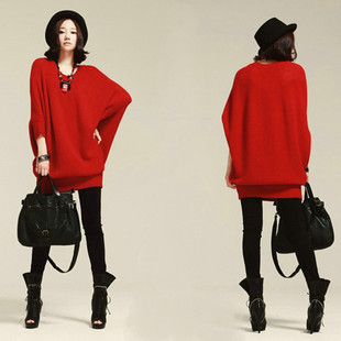 Free shipping-2012 new arrival autumn women's loose plus size medium-long sweater