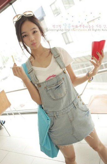 Free Shipping 2012 New Arrival Fashion Women Jean Overalls Jumpsuit Denim Frayed Short Skirt Pants
