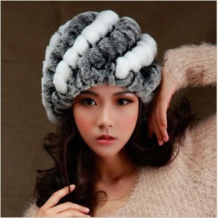 Free shipping/2012 New arrival Fur rex rabbit hair women's hat/autumn and winter cotton cap pocket hat/knitted hat