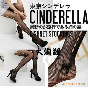 Free Shipping, 2012 New Arrival Hollowed Bowknot On Sides Fishnet Stocking, Tight Black Panty Hose, PH005