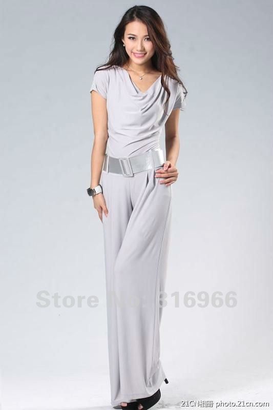Free shipping 2012 New Arrival hot selling Women's V-neck fashion Jumpsuits & Rompers with belt,Retail or Wholesale