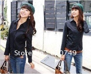 Free shipping 2012 New arrival Korean long-sleeved shirt high-quality cotton blouse occupation shirt blouse