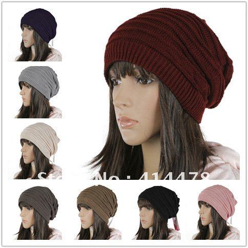 Free Shipping 2012 New Arrival Latest Styles Knit Beanie Hats Knitted Hat And Scarf,Many Usage Fashion Headband ,Big Baggy Caps