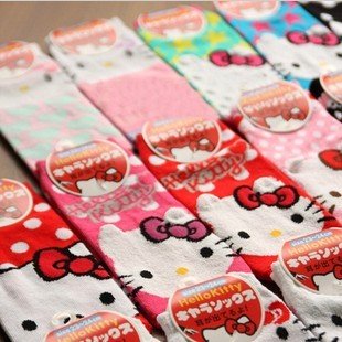 Free Shipping!  2012 new arrival multicolor Hello kitty socks women/ cute cartoon Cotton Stockings
