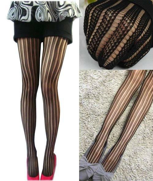 Free Shipping, 2012 New Arrival Vertical Striped Fishnet Stocking, Tight Black Panty Hose, PH032