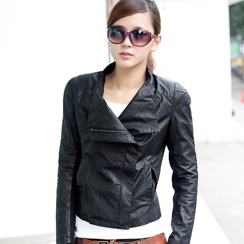 free shipping 2012 new arrival women's autumn outerwear short jacket long-sleeve leather clothing