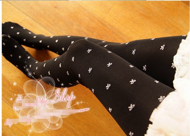 Free shipping 2012 New Arrival Women's Slim Sweet Bowtie Pantyhose Leggings Stockings(L005)