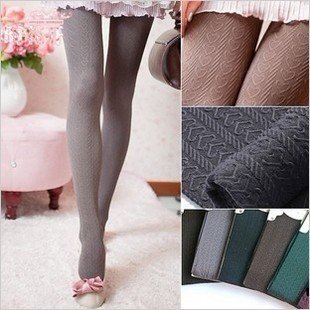 Free shipping 2012 New Arrival Women's Solid Heart Stripe Slim Velvet Pantyhose Leggings Stockings(L001)