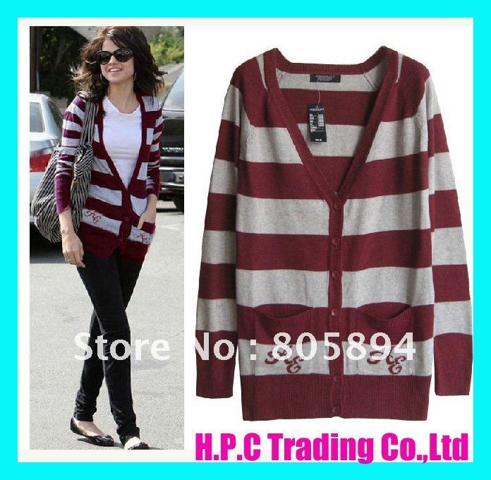 Free Shipping,2012 New Arrival Womens Cardigan Sweater Stripes Plus Size Cardigan 5Colors Wholesale & Retail