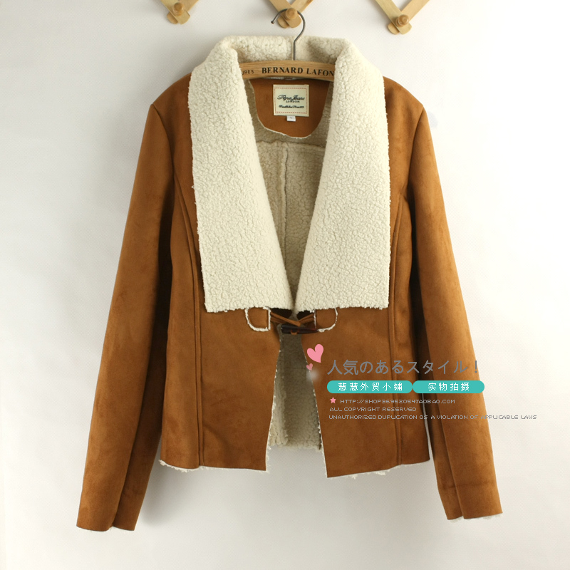 Free Shipping / 2012 new Arrived Women's fashion large lapel / suede fabric / cotton-padded jacket outerwear / Wholesale