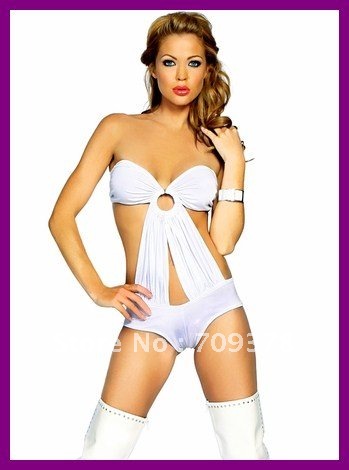 Free shipping 2012 New arrivel Slinky Tube White Mini Romper Wholesale 15pcs/lot PU Women sexy underwear Teddy lingerie 3050-1