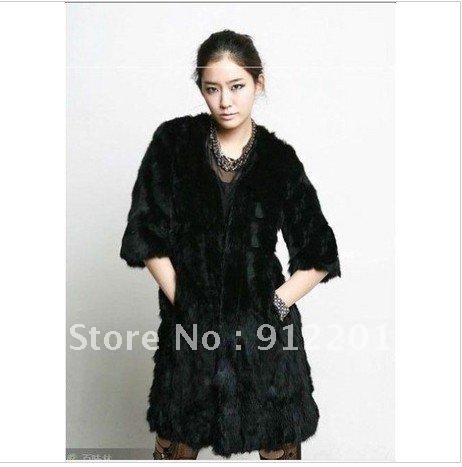 Free shipping 2012 New Arriver Real Rabbit  Fur Women's Long Coat ,9 Colors, Size: S/M/L/XL/XXL