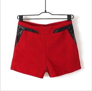 free   shipping     2012 new autumn and winter fashion sweet candy color wool shorts spell color leisure pants    b276 ow