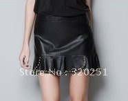 free   shipping    2012 new autumn and Winter Faux Sheepskin Leather Lace large swing skirt handsome rivet   b202 of