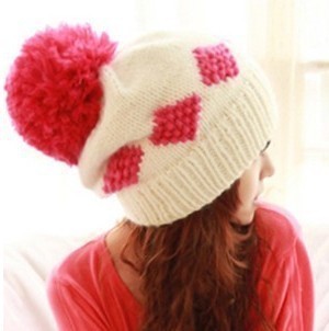 free shipping 2012 New Autumn and winter hat square plaid ball hat women's knitted hat mz007